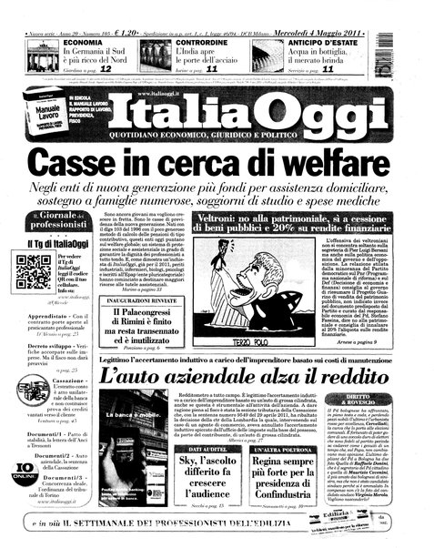 Italia oggi : quotidiano di economia finanza e politica